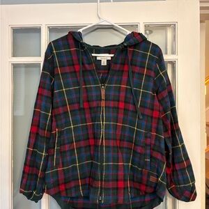 L.L. Bean Red and Blue Plaid Relaxed Fit Jacket